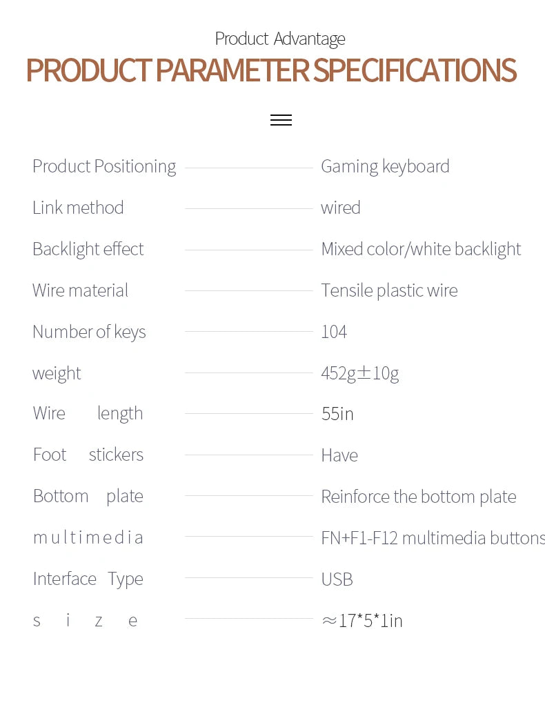 USB Wired Gaming Keyboard, 104 Keys Compatible with Windows Laptop/Computer/PC, Ergonomic Design, Office & Gaming Accessories
