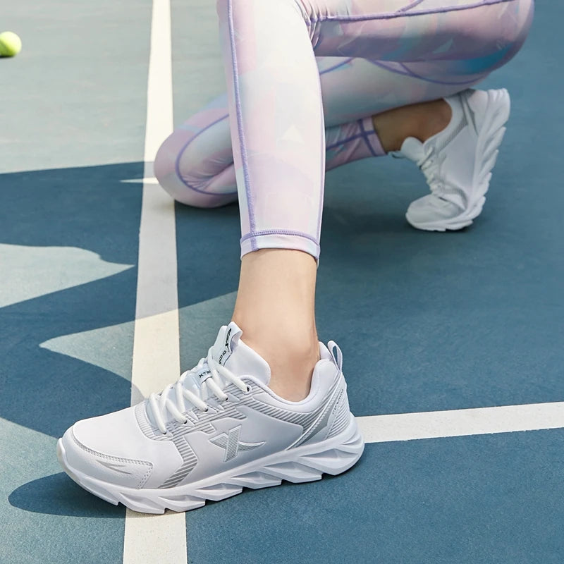 Xtep Running Shoes Non-Slip Soft Women's Sports Shoes Leather Upper Shock Absorption Female Sneakers For Women 879318110073