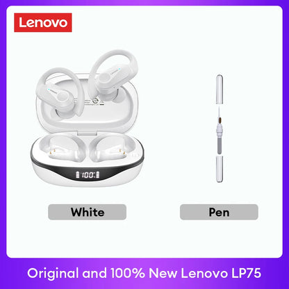 Lenovo LP75 TWS Bluetooth 5.3 Wireless Earphones – LED Display, Noise Reduction, Waterproof True Wireless Earbuds with Microphone & Deep Bass Sound