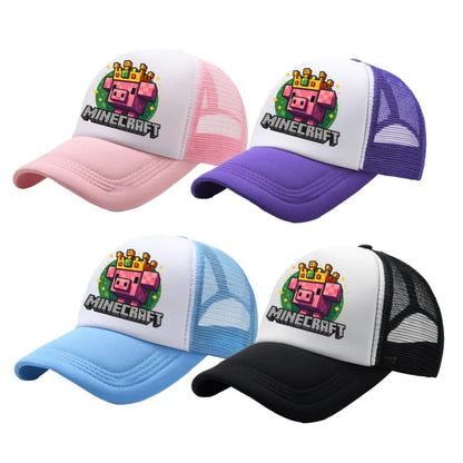 Minecraft Baseball Caps MC Pixel Game Character Print Peaked Adjustable Cartoon Sun Hat Summer Outdoor Mesh Casual Caps Gifts