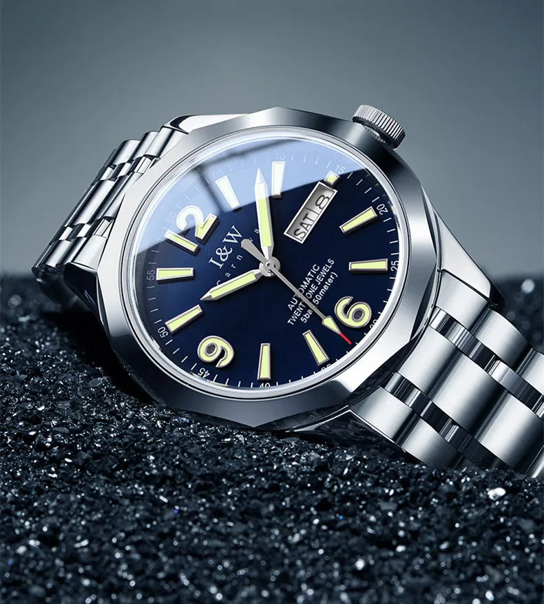 Luksusowy mechaniczny zegarek męski Reloj CARNIVAL z wolframu, mechanizm automatyczny MIYOTA 8205, wodoodporny.
