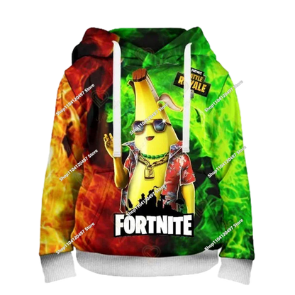 Sweatshirt com capuz Fortnite 3D com estampagem digital, folgado e confortável, novidade de outono