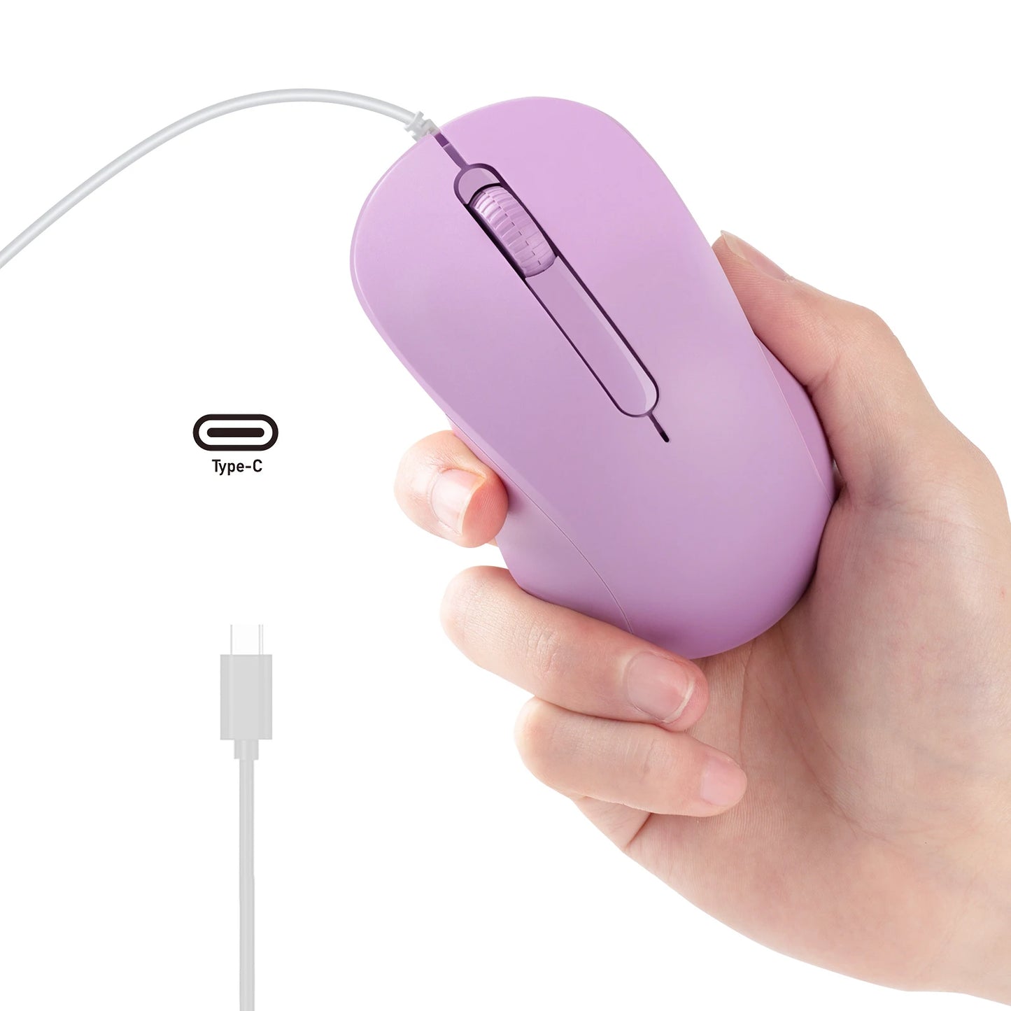 Silent 3D USB-C Wired Mouse, Ergonomic Optical Mouse 1000 DPI for PC, Laptop, MacBook, Tablet & Phone, Silent USB-C Computer Mouse for Windows, macOS & Android