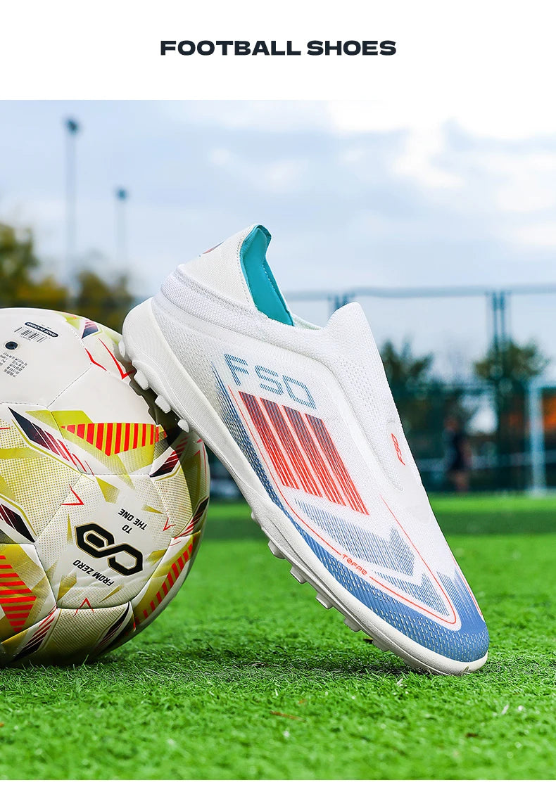 Men Football Boots Futsal Ultralight Soccer Shoes Training TF Match Long Spikes Breathable Indoor Sneakers Cleats Drop Shipping