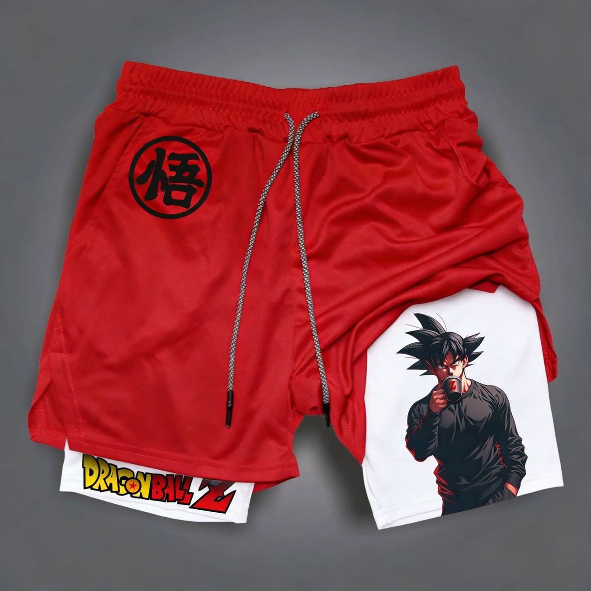 Dragon Ball Summer Son Goku Herre-træningsshorts i to lag, løs pasform, til løb og træning, afslappede bukser
