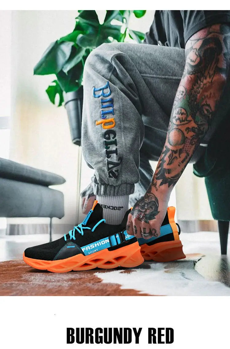 Modische lila Freizeit-Sneaker für Damen und Herren, Blade-Laufschuhe, große Größe 48, leichte, atmungsaktive Sportschuhe für Herren, Mesh-Sneaker