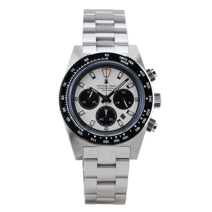 Tactical Frog Men's Business Diving Watch VS75B Quartz Chronograph 316L Steel Sapphire 200M Waterproof C3 Luminous Mens Watch