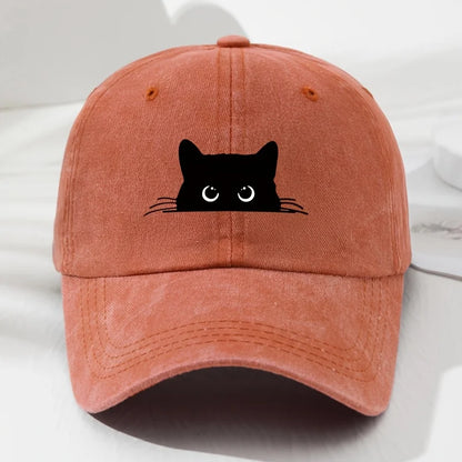 Cappellino da baseball con stampa gatto nero, modello retrò da uomo e da donna, cappellino alla moda per attività all’aperto con visiera regolabile, adatto alla pesca sportiva