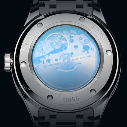 Luksusowy mechaniczny zegarek męski Reloj CARNIVAL z wolframu, mechanizm automatyczny MIYOTA 8205, wodoodporny.