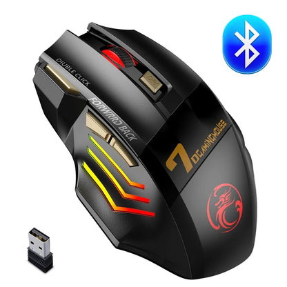 Wireless Bluetooth Mouse Rechargeable RGB Gaming Mouse, Ergonomic Silent Wireless Bluetooth Mouse with 7 Buttons, 3200 DPI Bluetooth Mouse for PC, Laptop & Mac