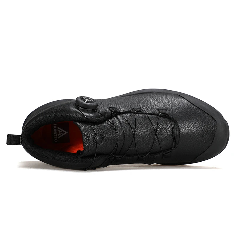 Кожени обувки HUMTTO за мъже – зимни къмпинг и outdoor спортни обувки, дишащи трекинг боти, неплъзгащи туристически маратонки за мъже