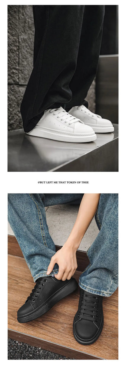 White Minimalist Sneakers For Men Comfy Leather Casual Sneakers Man Platform Skateboard Shoes Outdoor Low-cut Men's Sports Shoes