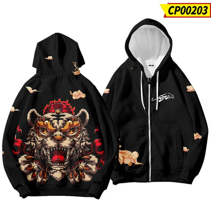3D print majice s kapuljačom za Kinesku novu godinu za muškarce i djecu, modni dragon grafički sweatshirts, cool streetwear hoody top