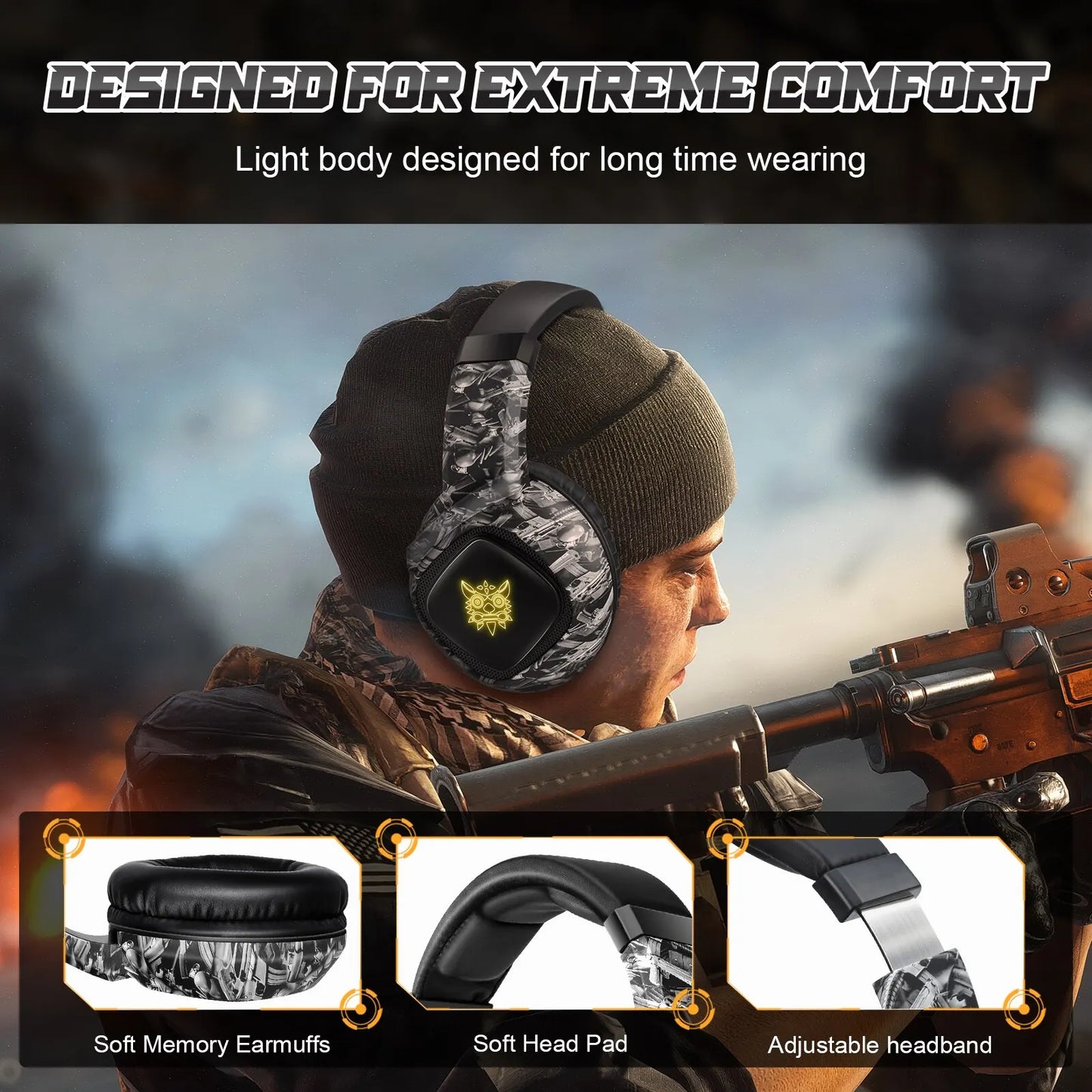 ONIKUMA K19 Gaming Headset – Wired Gaming Headphones with Noise Cancelling, Stereo Sound, Built-in Mic, ONIKUMA K19 Headset for PC & Console Gaming