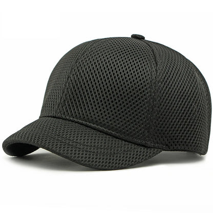 HT4828 Casquette de baseball à visière courte de 5 cm pour homme, 6 panneaux, en maille respirante, style « trucker », pour hommes et femmes, unie, à fermeture à pression