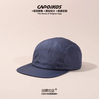 Șapcă de baseball cu cinci panouri, culoare solidă, cu logo personalizat, uscare rapidă, pentru bărbați și femei, din plasă respirabilă, pentru camping, sport și skateboard