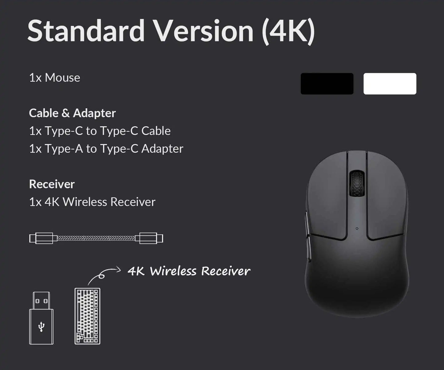 Keychron M4 Wireless Optical Mouse, Bluetooth & 2.4GHz Gaming Mouse, USB Type-C Wired Mouse, 26,000 DPI PixArt 3395 Ultra-Light Rechargeable Mouse