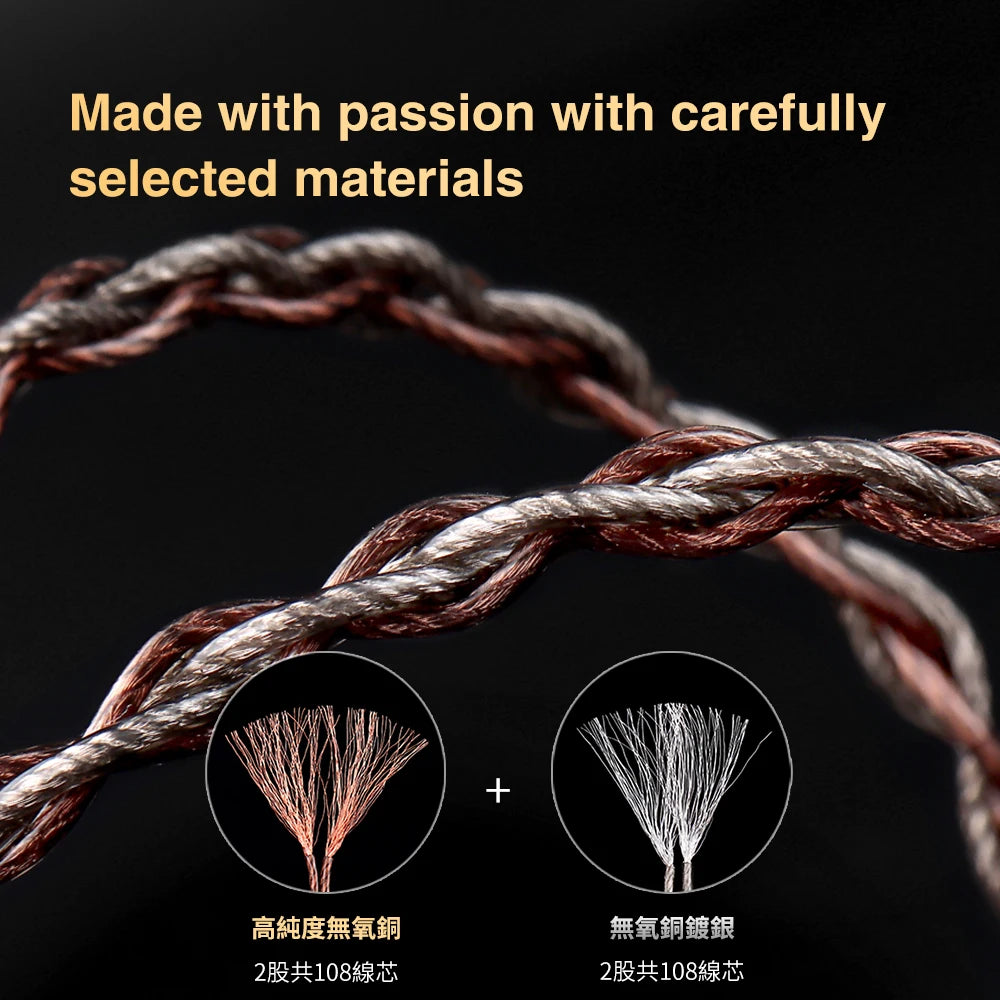 TRN RedChain Upgrade Cable Silver-Plated Copper OFC Copper Earphone Cable with Swappable 2.5mm 3.5mm 4.4mm Connectors for TRN IEM Headphones