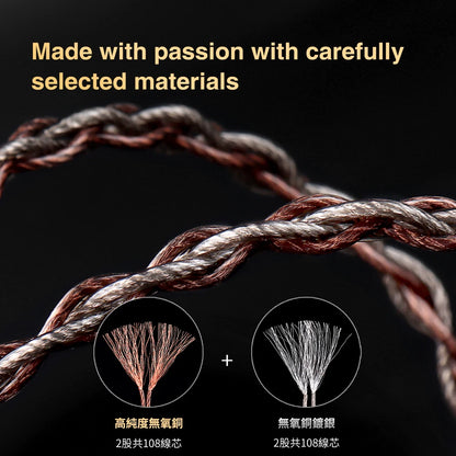 TRN RedChain Upgrade Cable Silver-Plated Copper OFC Copper Earphone Cable with Swappable 2.5mm 3.5mm 4.4mm Connectors for TRN IEM Headphones