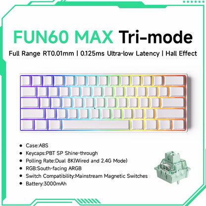 Akko MonsGeek FUN60 Magnetic Switch Mechanical Keyboard 60% Gaming Keyboard with Rapid Trigger 0.01mm, 8K Polling Rate, ARGB, Custom Mechanical Keyboard