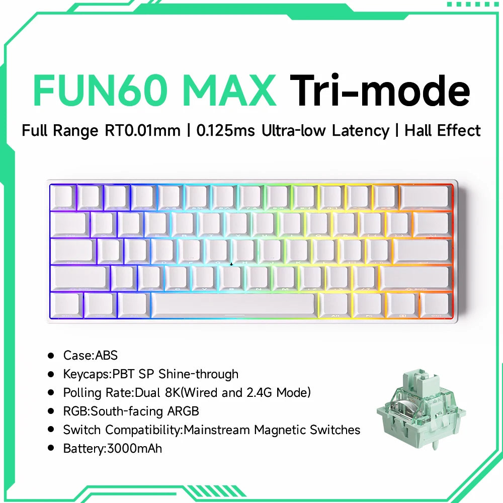 Akko MonsGeek FUN68 FUN60 PRO&MAX HE Magnetische Tastatur 60% 65% Gaming-Tastaturen Rapid Trigger 8K Custom Keyboard Gamer Esports