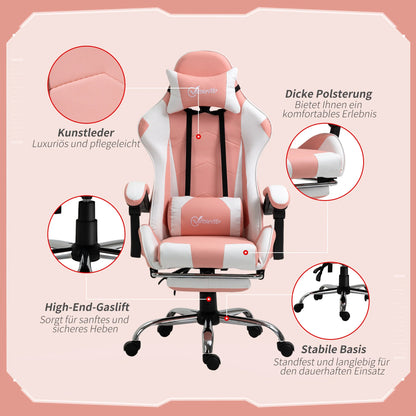 Ergonomic Gaming Chair with Footrest, Massage Lumbar Support, Headrest, Adjustable Swivel Computer Office Chair for Gaming & Work