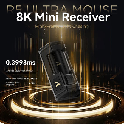 ATTACK SHARK R5 Ultra Carbon Fiber Wireless Gaming Mouse, 42g Lightweight Gaming Mouse, PAW3950MAX Sensor, 42000 DPI, 8000Hz, Tri-Mode Connectivity