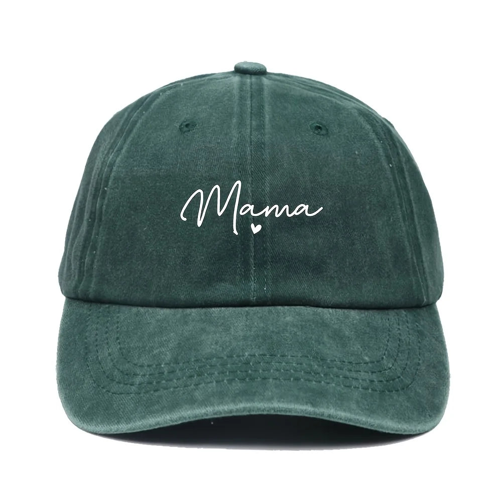 Mom loves patterned printed baseball caps, retro and fashionable women's casual washed dad hats, outdoor soft top sports hats