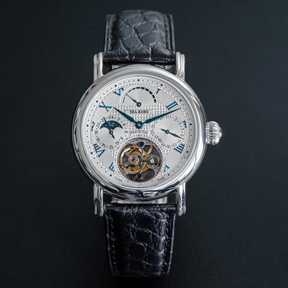 Sugess Seakors Man Tourbillon Watch Original ST8007 Movement Skeleton Dial Moonphase Wristwatche 316L Case Sapphire Romen Luxury