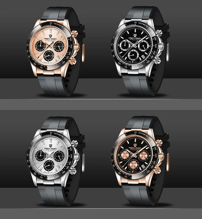 PAGANI DESIGN 1664 Luxury Automatic Mechanical Men's Watch VK63 movement AR Sapphire Crystal Rubber 100m Waterproof Men's Watch