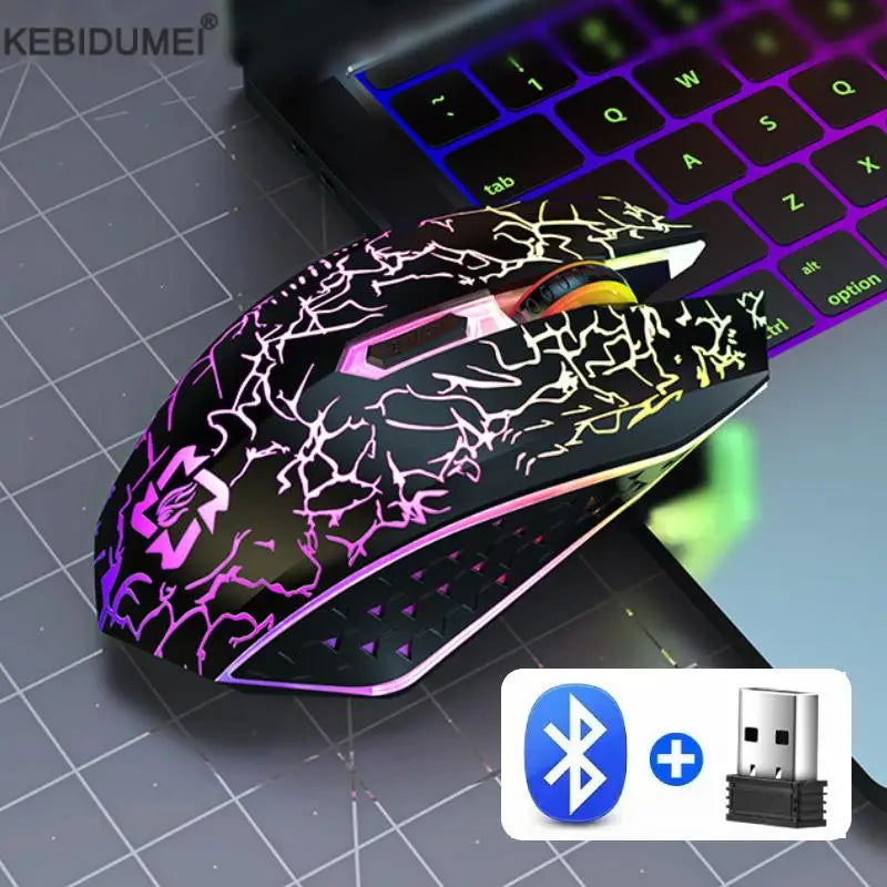 Souris sans fil Bluetooth rechargeable, souris gaming RGB 2,4 GHz, souris sans fil ergonomique avec 1 600 DPI, souris Bluetooth bimode pour PC, ordinateur portable et MacBook