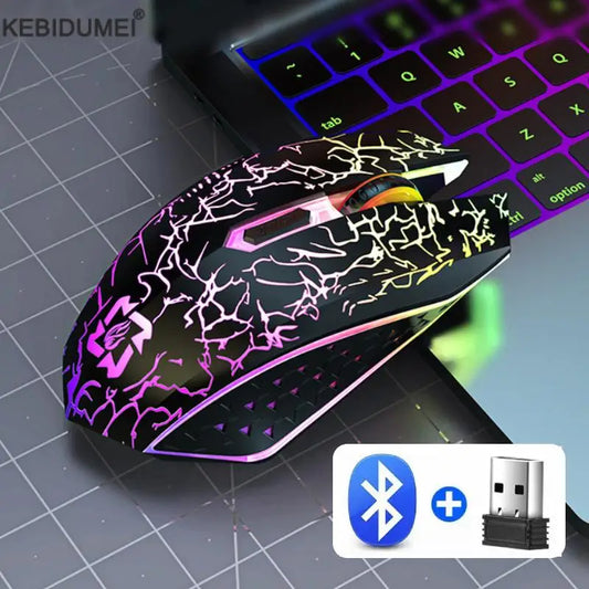 Bežični Bluetooth miš 2.4GHz s punjivom baterijom, RGB pozadinskim osvjetljenjem, 1600 DPI i ergonomskim dizajnom za gaming, PC, prijenosno računalo i Macbook