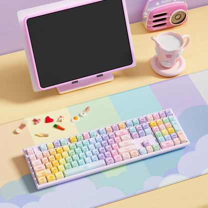 Tastiera meccanica wireless Akko MonsGeek MG108B Bun Wonderland, profilo MOG, RGB, 108 tasti, formato full size, hot swap, USB / 2.4G / BT 5.0
