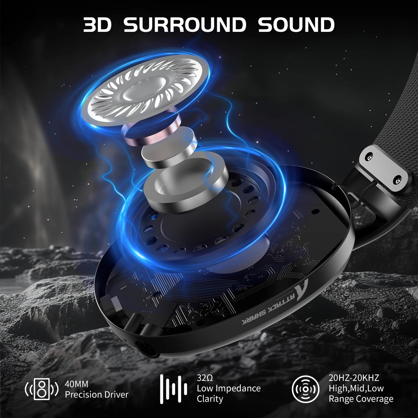 ATTACK SHARK L80 Ultra-Light Tri-Mode Gaming Headset Lightweight Wireless 600mAh battery for PC/PS4/PS5/Switch/Xbox