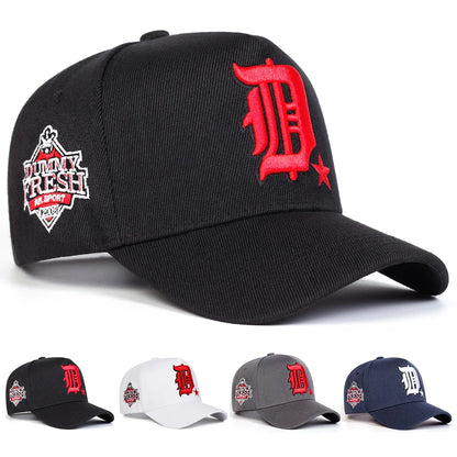 Unisex Gothic D Letter Embroidery Side DUMMY FRESH Baseball Caps Adjustable Casual Hats Spring and Autumn Outdoor Sunscreen Hat