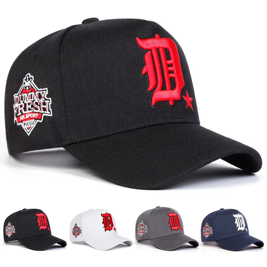 Unisex Gothic D Letter Embroidery Side DUMMY FRESH Baseball Caps Adjustable Casual Hats Spring and Autumn Outdoor Sunscreen Hat