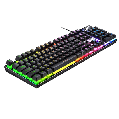 YINDIAO Wired USB Gaming Keyboard with Backlight, 104-Key Ergonomic Gaming Keyboard for PC, Laptop & Desktop, RGB Gamer Keyboard for Office & Gaming