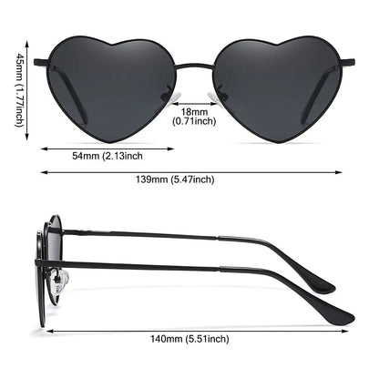 Heart-Shaped Sunglasses Heart Sun Glasses Shades Vintage 90s Glasses UV400 Protection Metal Frame Sunglasses Fancy Accessories