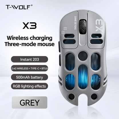 3-Mode Wireless Gaming Mouse with RGB Lighting, Lightweight Bluetooth Mouse, Rechargeable Esports Mouse for PC, Laptop & Gaming