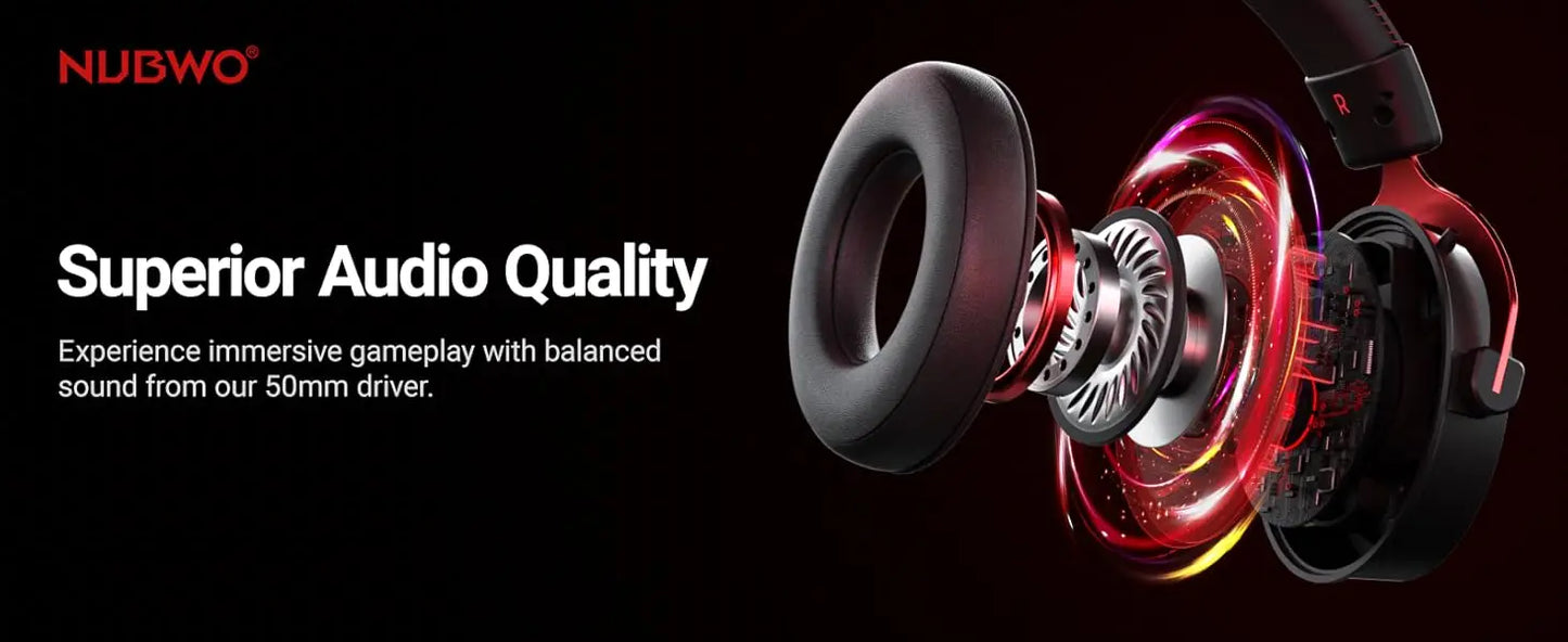 NUBWO G07 Wireless Gaming Headset for PC, PS4, PS Gaming Headphones with Fixed Mic 2.4GHz Ultra-Low Latency Noise Cancelling MIC