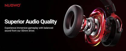 NUBWO G07 Wireless Gaming Headset for PC, PS4, PS Gaming Headphones with Fixed Mic 2.4GHz Ultra-Low Latency Noise Cancelling MIC