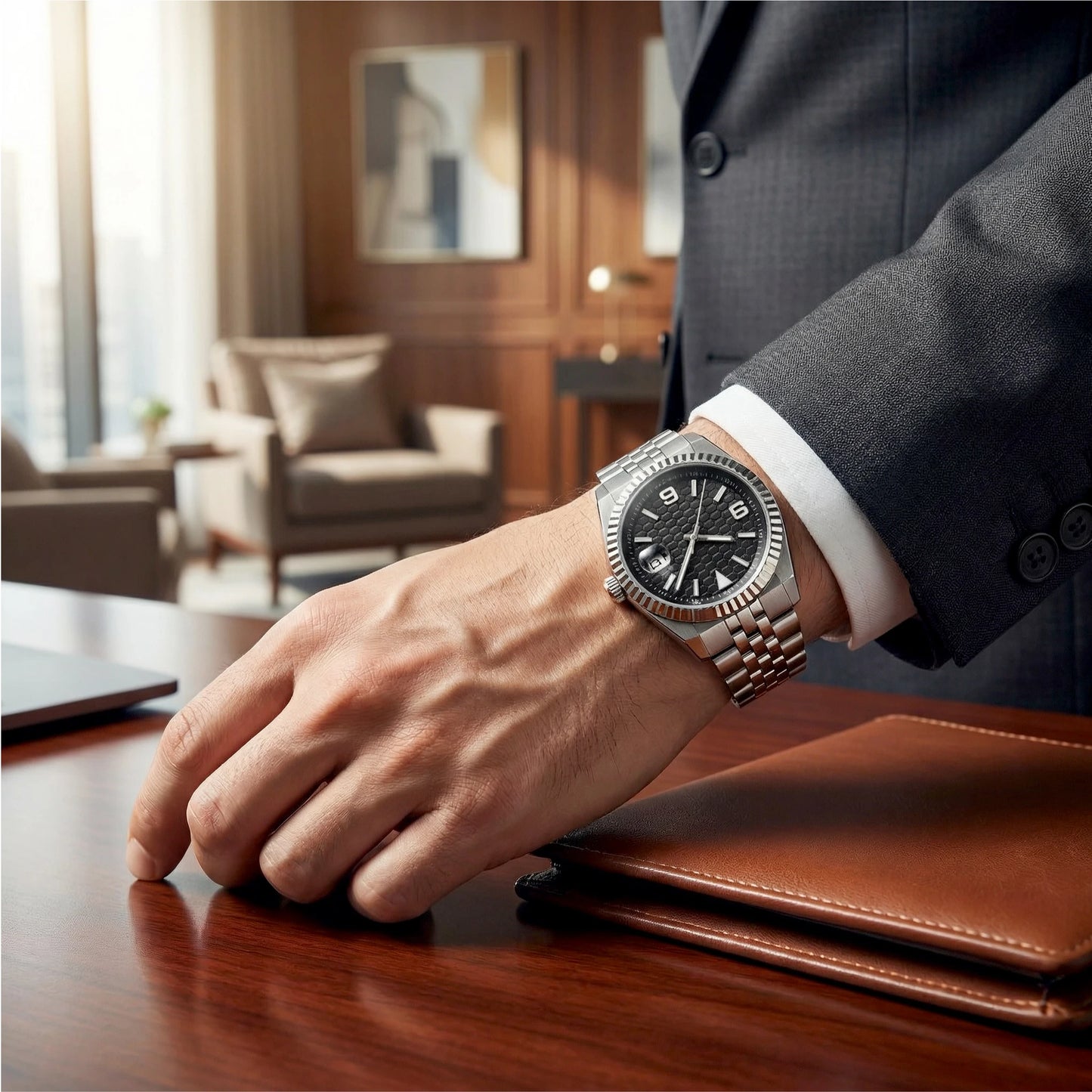 Custom Pilot Watch NH35 Automatic Mechanical Men Watch Sapphire Crystal Luminous 100M Water Resistant Cushion Case Dive Watch