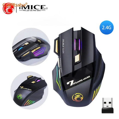 Wireless Bluetooth Rechargeable Gaming Mouse with RGB Backlight, Ergonomic Silent Computer Mouse, 7 Keys, Adjustable DPI for PC Laptop