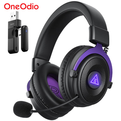 OneOdio EKSA E900 WT Wireless Gaming Headset Tri-Mode Bluetooth 5.3, 2.4GHz RGB Gaming Headset with Noise Cancelling Mic, 80H Battery for PC, PS5, PS4