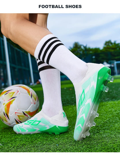 Chaussures de football pour hommes – Chaussures de football antidérapantes pour garçons – Chaussures de football d'extérieur très vendues – Chaussures de football pour gazon – Baskets de match – Crampons de haute qualité – Hautes – Légères