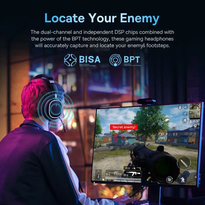 Baseus GH02 Gaming Wireless Headphones Bluetooth 5.3 Over-Ear Headset with Mic, 40mm Driver RGB Gaming Headphones, 2.4G Wireless Low Latency Headset