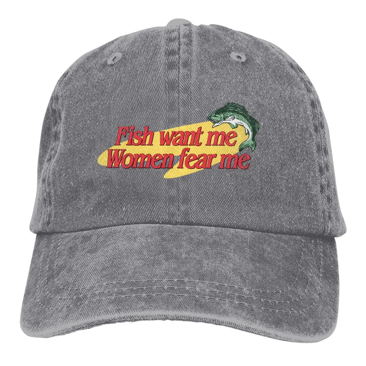 Fish Want Me Women Fear Me Klassiske baseballkasketter med skygge Fish Go Fishing Fisherman Solhatte til mænd og kvinder