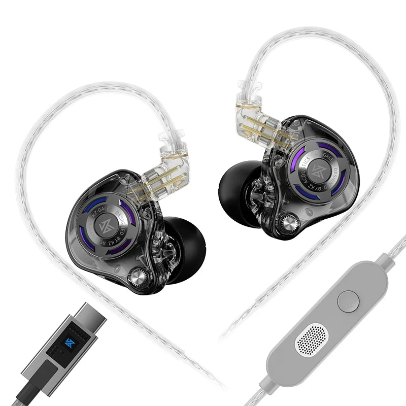 KZ Gale Gaming IEM Earphones – HiFi Super-Linear Driver In-Ear Monitor with Detachable Silver-Plated 2-Pin Cable
