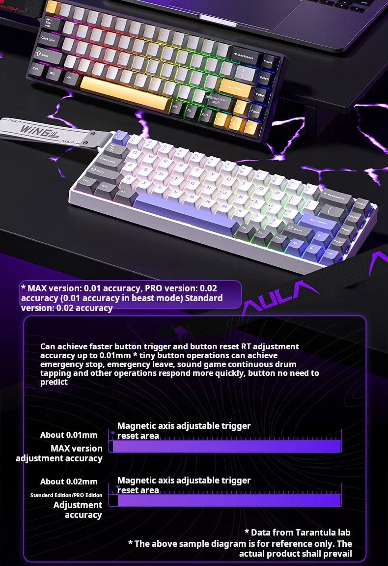 AULA WIN60 HE Magnetic Axis Mechanical Keyboard, 61-Key Wired Gaming Keyboard with Hall Effect Switches, 8K Polling Rate, Hot-Swappable RGB Keyboard for Esports & PC Gaming