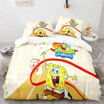 Cartoon anime komplet posteljine SpongeBob 3D print, Patricks Squidwards navlaka za poplun, jastučnica i posteljina, veličine Full Queen King